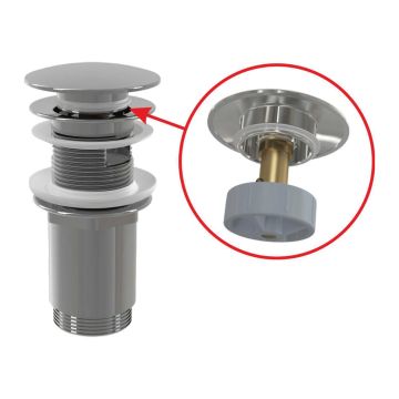 AlcaPlast A392C - Výpusť umývadlová CLICK/CLACK G 5/4" s prepadom, veľká zátka, kov, chróm-lesk