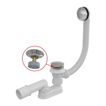 AlcaPlast A504CKM - Sifón vaňový CLICK/CLACK, dĺžka 57 cm, kov, chróm-lesk