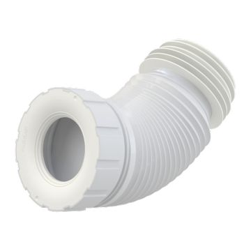 AlcaPlast A97L - Flexi napojenie k voľne stojacemu WC, 70–110 mm × 90–110 mm, dĺžka 260–650 mm, PP, biele