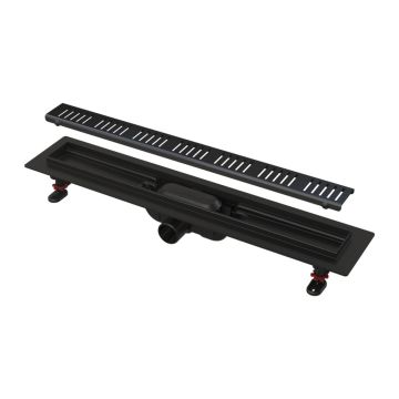 AlcaPlast APZ10BLACK-550M - Podlahový žľab s okrajom pre perforovaný rošt, čierna-mat