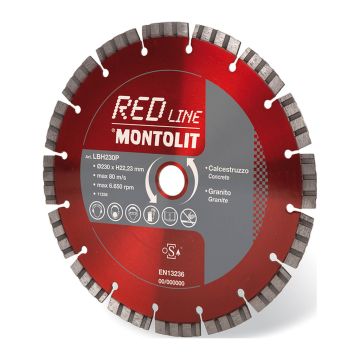 Montolit LBH35025 – Segmentový diamantový kotúč na betón a žulu, Ø350mm, mokré/suché rezanie