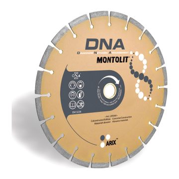 Montolit LXR350 – Segmentový diamantový kotúč DNA na čerstvý betón, abrazívne materiály, kameň a žulu, Ø350mm, mokré/suché rezanie