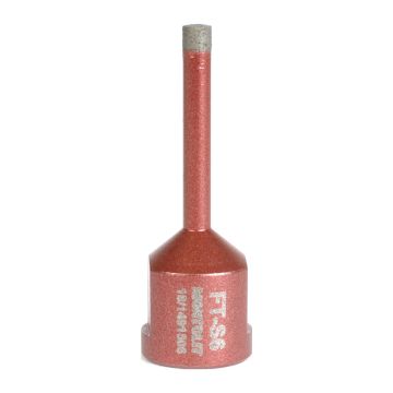 Montolit FT-S6 – Diamantová korunka Killer na suché vŕtanie, na uhlovú brúsku, keramika/slinutá dlažba (gres)/kameň, Ø6mm